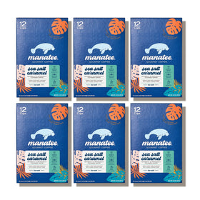 Open box of Manatee Gourmet Coffee sea salt caramel pods for Keurig