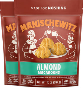 Manischewitz almond macaroons front-of-pack showing dairy-free and gluten-free cookies