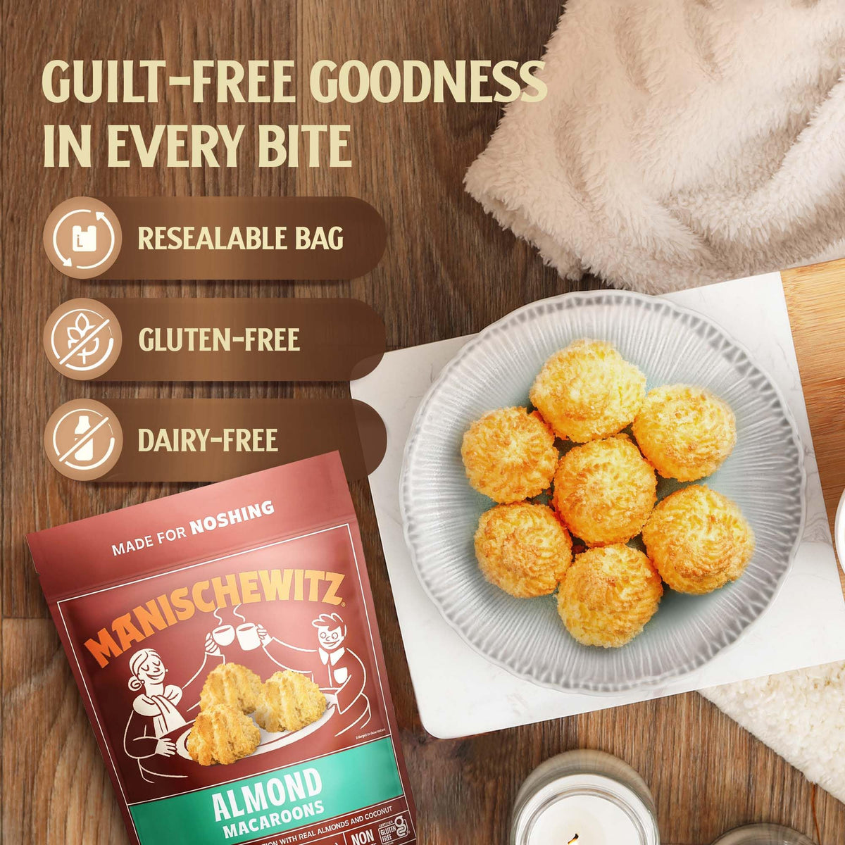 Manischewitz almond macaroons nutrition panel with ingredients and nutrition facts