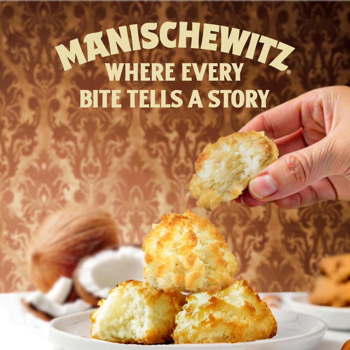 Manischewitz almond macaroons resealable bag highlighting freshness and portability