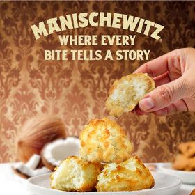 Manischewitz almond macaroons resealable bag highlighting freshness and portability