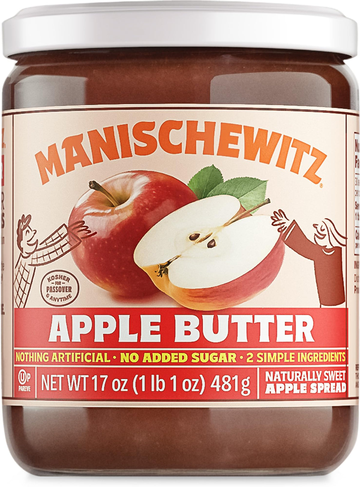 Manischewitz Apple Butter jar closeup showing rich color and smooth, naturally sweet texture.