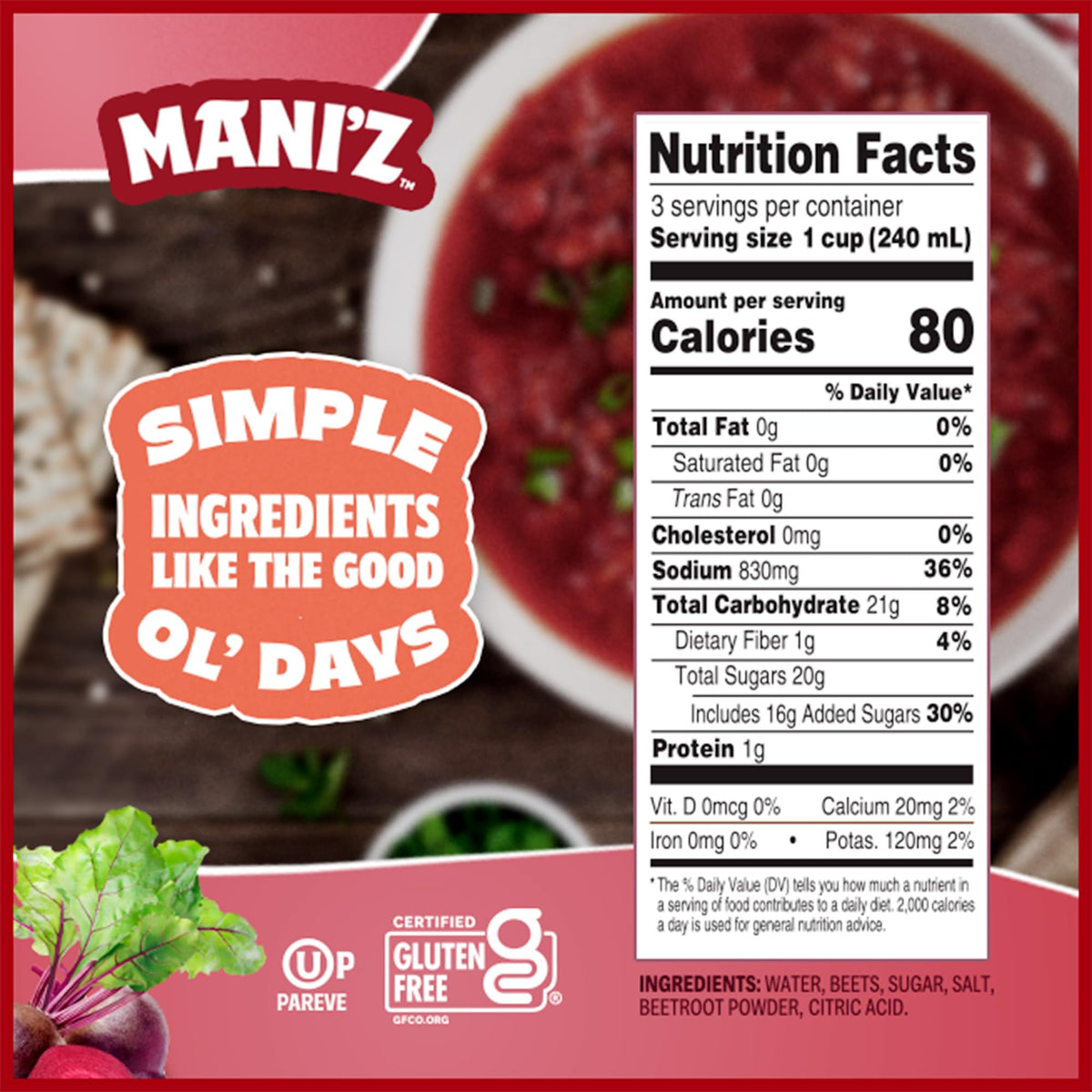 Manischewitz Borscht ready-to-serve pour suggests simple serving for guests or family.