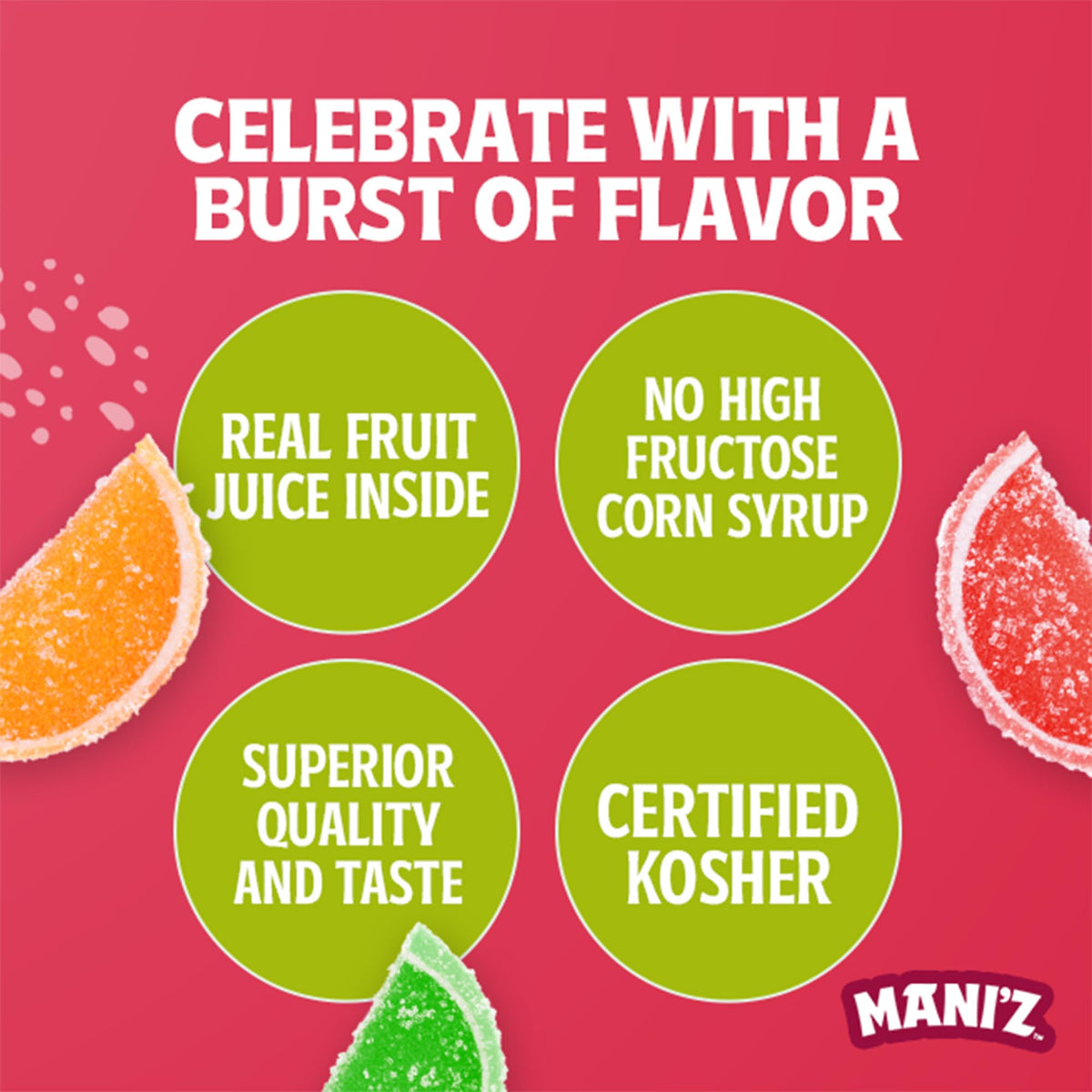 Manischewitz candied fruit slices served on a platter for entertaining.