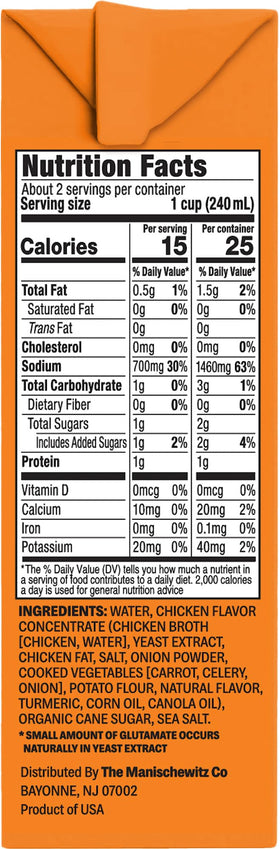 Manischewitz Chicken Broth kosher-certified broth for trusted dietary needs.