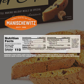 Manischewitz Chocolate Chip Nut Mandel Cuts bite shows premium cashews