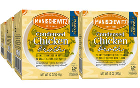 Manischewitz condensed chicken broth 6-pack front view for rich flavor potential in soups