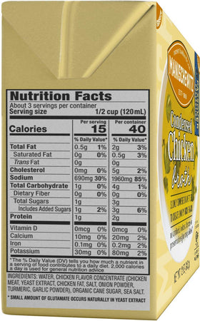 Manischewitz broth label closeup highlighting kosher kettle-cooked notes for stock and sauces