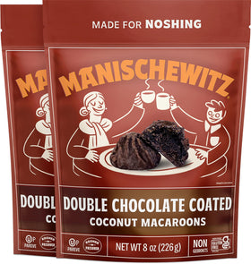 Manischewitz coconut macaroons in resealable bag, gluten-free and dairy-free snack option.