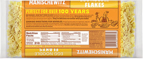 Manischewitz Egg Flakes square farfel closeup, easy to stir into hearty dishes.