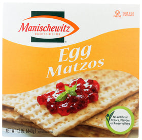 Manischewitz Egg Matzo Crackers packaging highlights all natural ingredients.