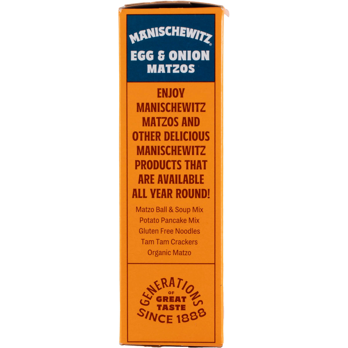 Manischewitz Egg and Onion Matzo with flavor: versatile for toppings or snacking.