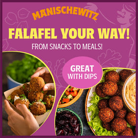 Manischewitz falafel balls packaging box displaying convenient three-pack