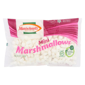 Manischewitz gluten-free mini marshmallows in a bag, perfect for snacking