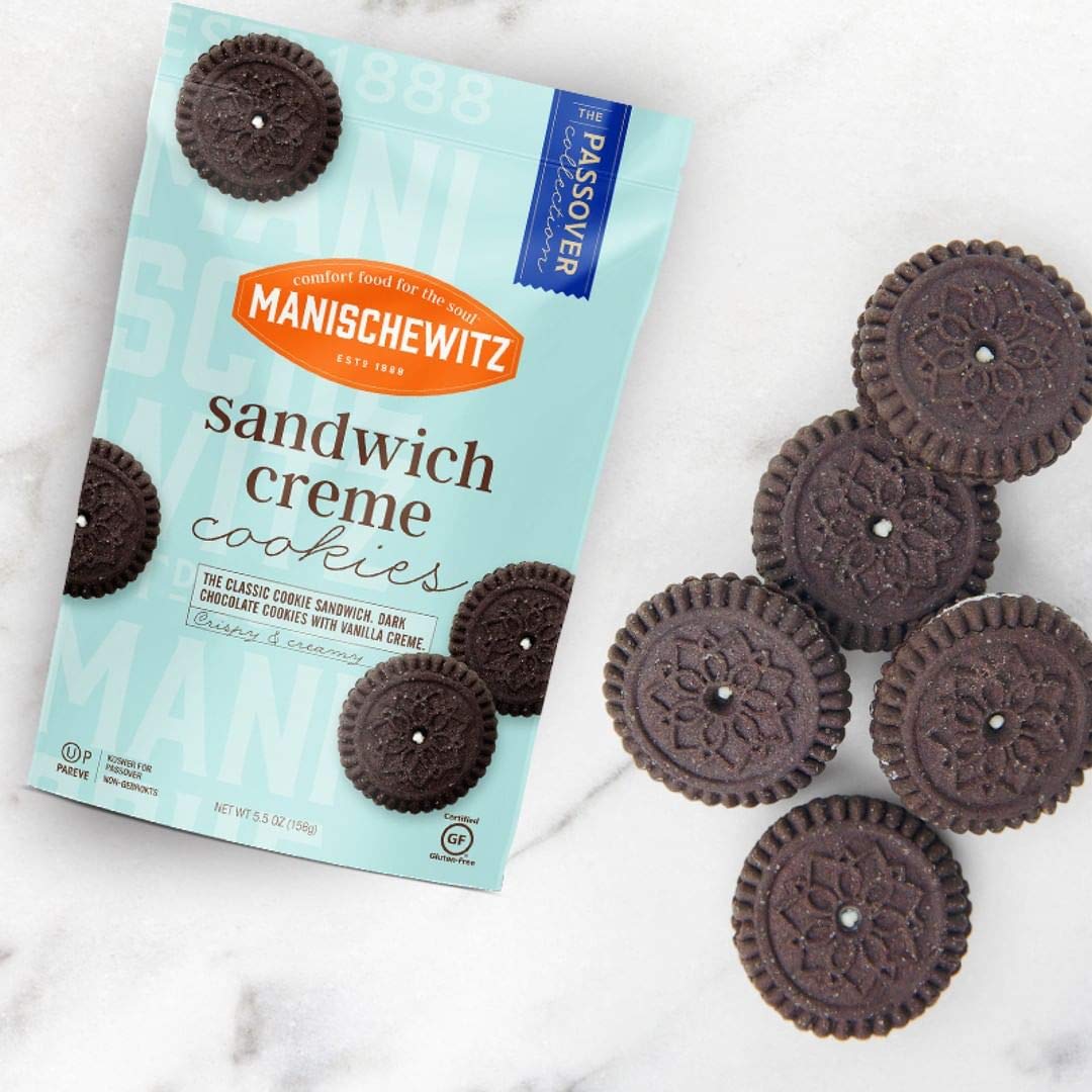Manischewitz gluten-free sandwich cookies vanilla creme – dairy-free filling complements tea