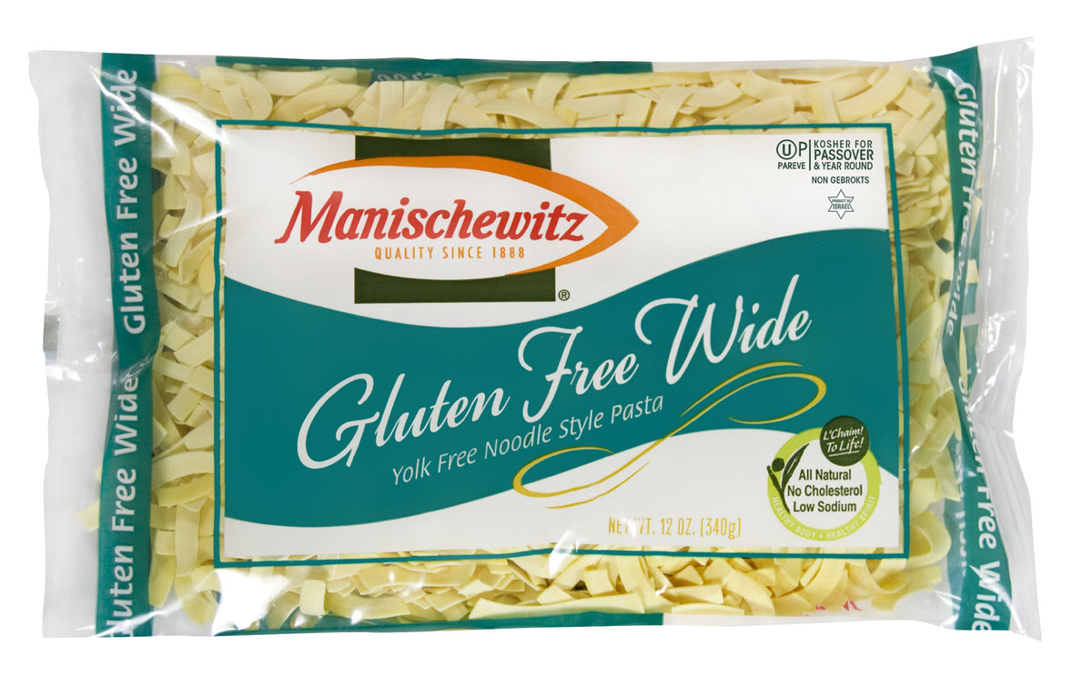 The Manischewitz gluten-free wide egg noodles 4-pack is ideal for kosher year-round meals and Passover favorites.