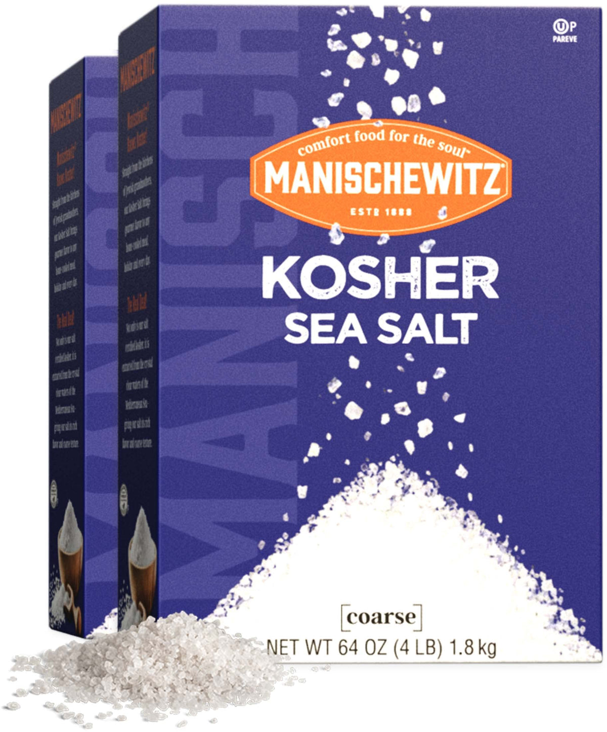 Manischewitz kosher salt 4lb bulk pack for easy pantry refills.