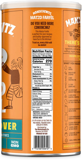 Manischewitz Matzo Farfel ideal for matzo brei and year-round cooking.