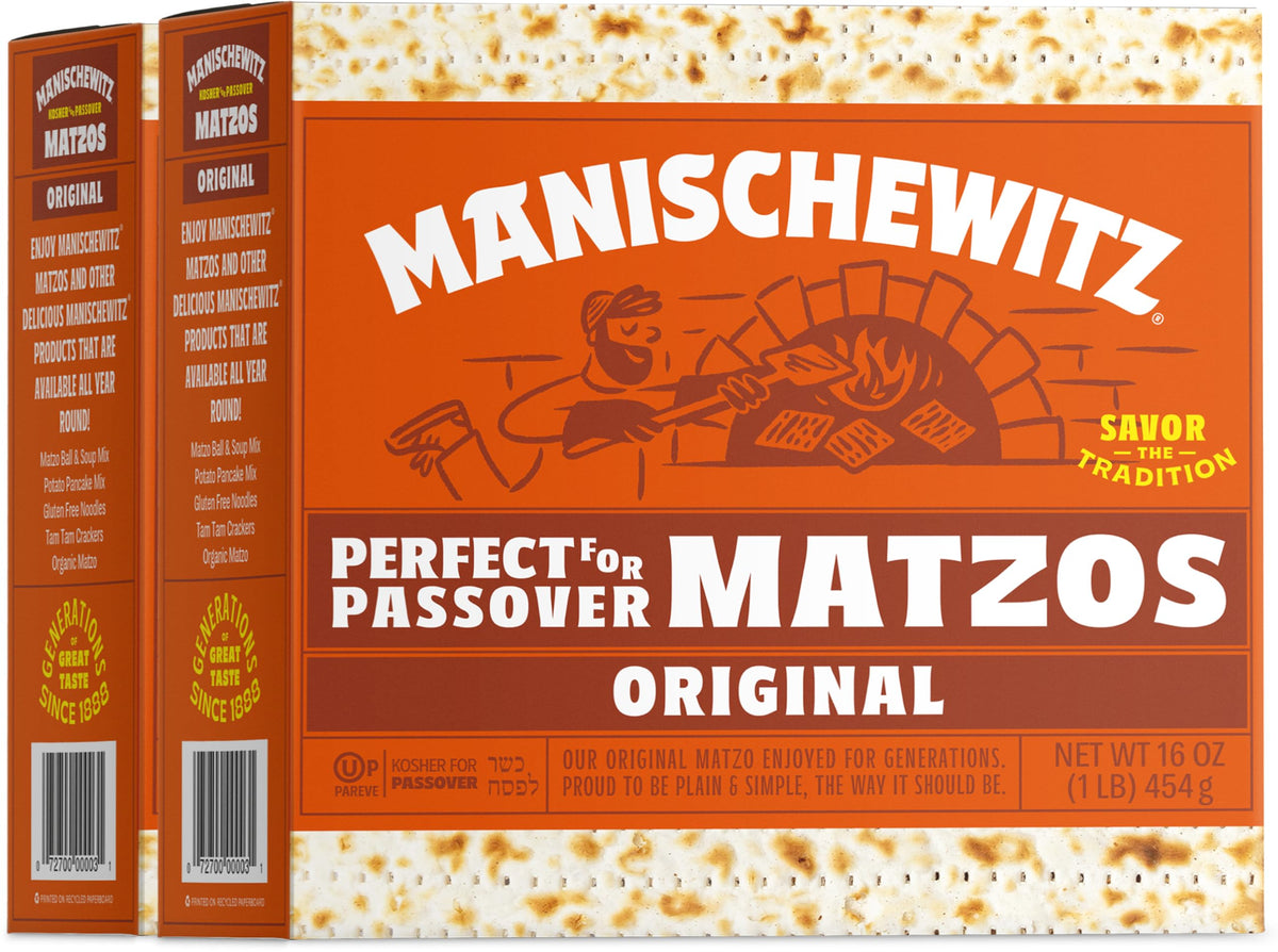 Manischewitz matzos crispy squares ideal for toppings and snacking.