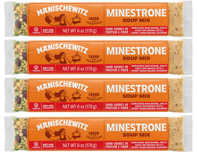 Manischewitz Minestrone pack-4 box; kosher, all-natural ingredients on display.