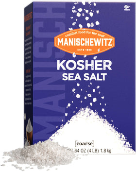 Manischewitz natural kosher salt 4lb box with EZ-Pour spout for easy seasoning