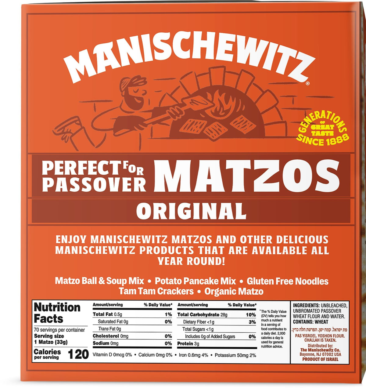 Manischewitz Passover Matzo packaging display, ready for festive meals.