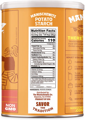 Manischewitz potato starch resealable container ensures easy portioning and freshness