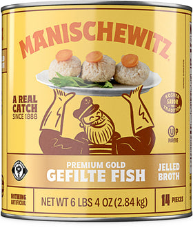 Manischewitz Premium Gold Gefilte Fish 14 pieces in jelled broth; traditional, easy to share.
