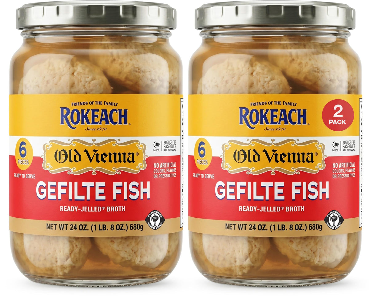 Manischewitz Rokach Old Vienna Gefilte Fish 2-pack can, sweet recipe, ideal for family meals