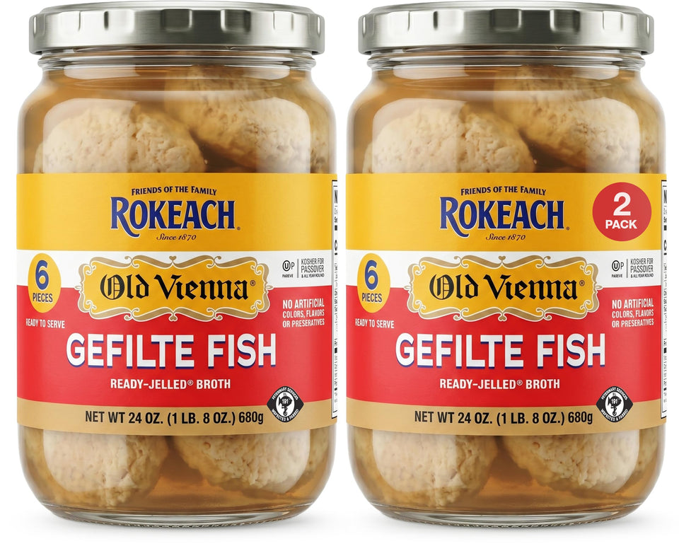Manischewitz Rokach Old Vienna Gefilte Fish 2-pack can, sweet recipe, ideal for family meals