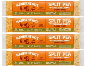 Manischewitz Split Pea Soup 4-pack packaging provides a convenient pantry staple.
