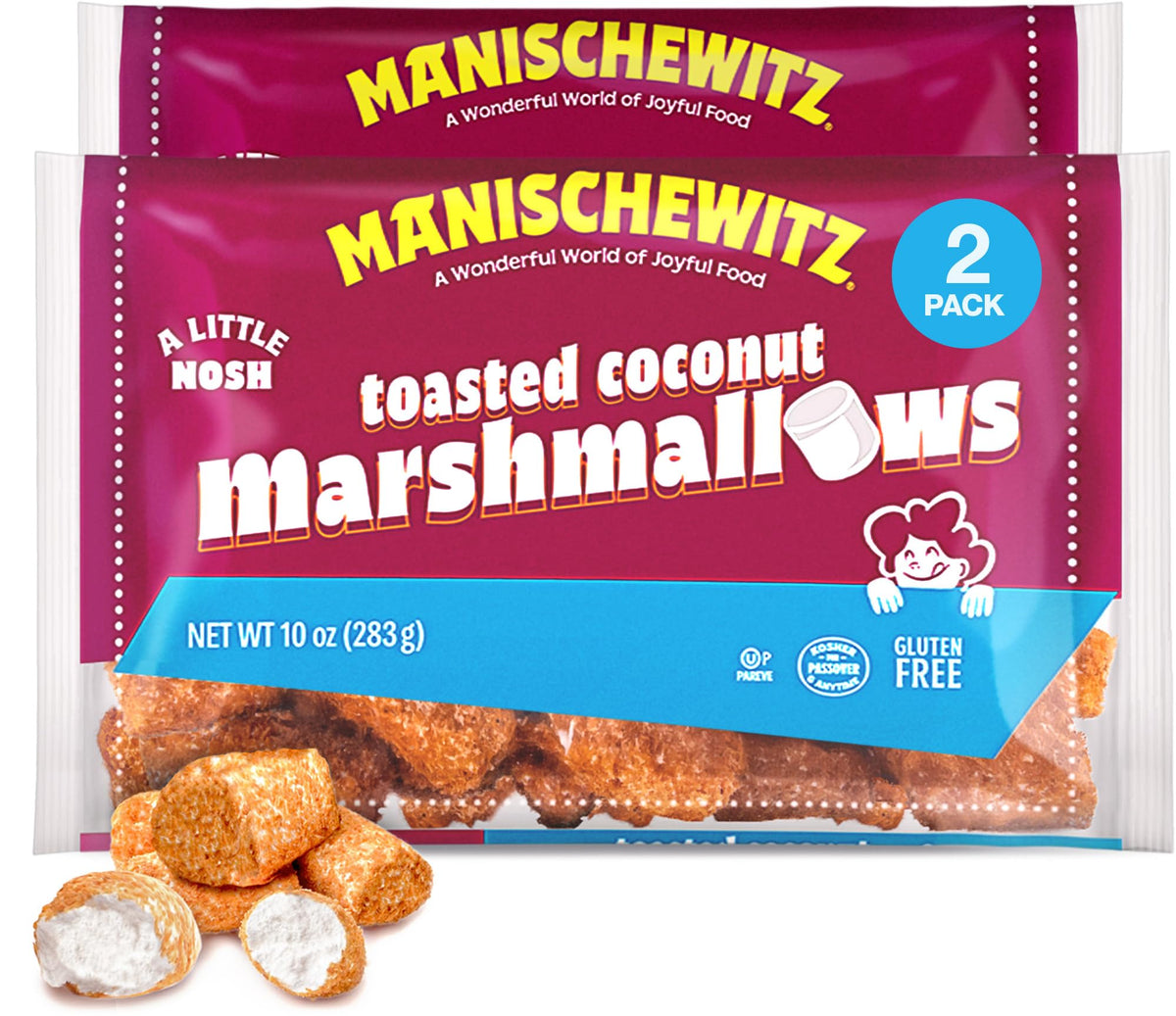 Manischewitz toasted coconut marshmallows pack — fluffy texture, perfect for snacking or toppings