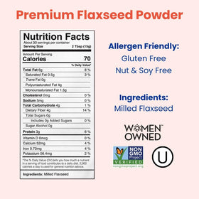 Manitoba Flax powder sprinkled onto yogurt for creamy texture.