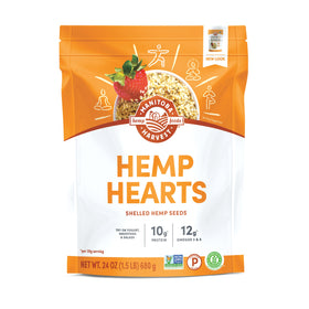 Manitoba Harvest Hemp Hearts bag open, protein-rich pantry staple.