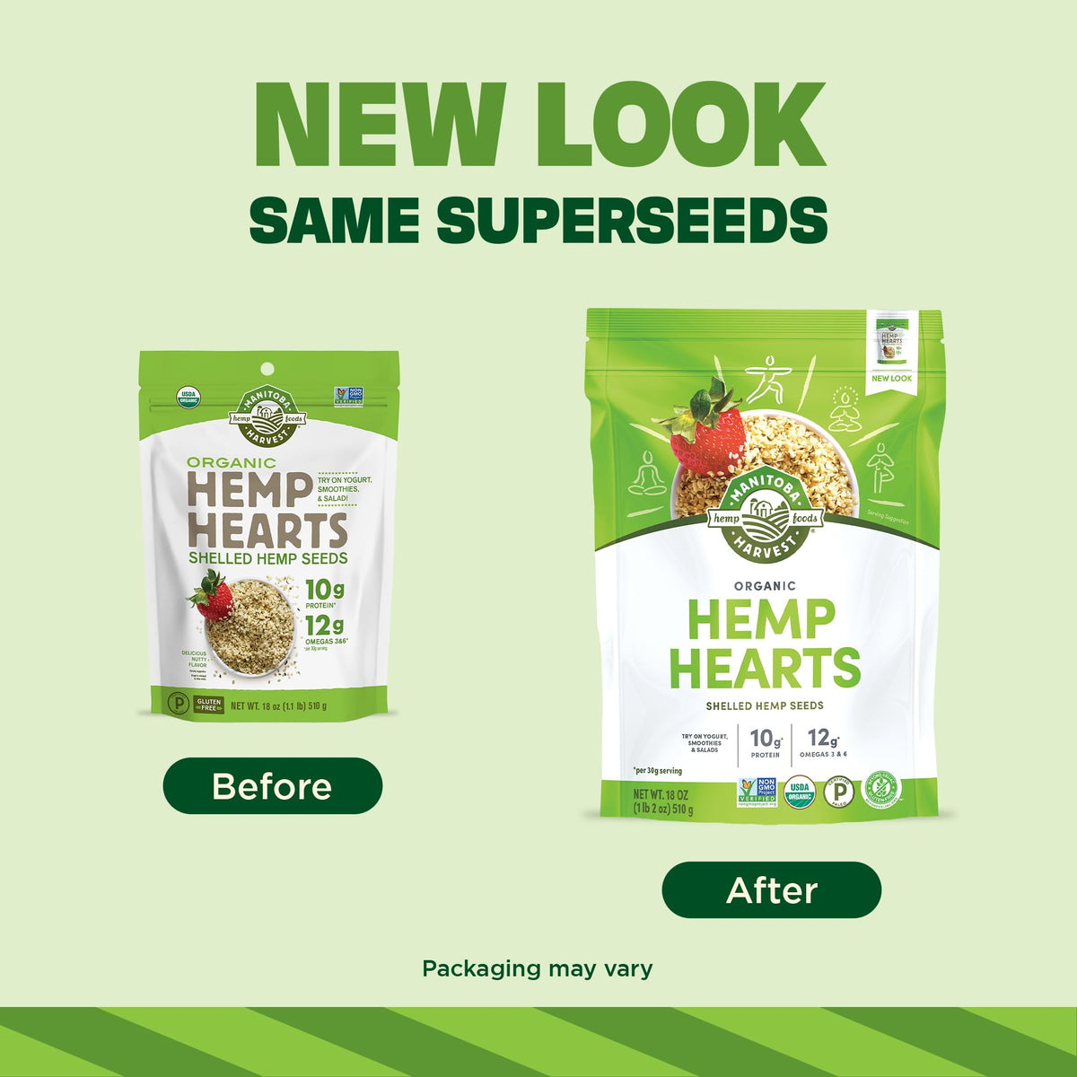 Manitoba Harvest hemp hearts scoop in bowl illustrate protein boost and easy use.