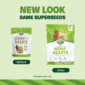 Manitoba Harvest hemp hearts scoop in bowl illustrate protein boost and easy use.
