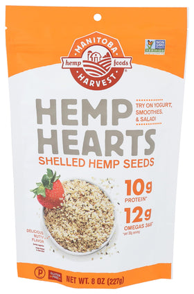 Manitoba Harvest shelled hemp seeds in an 8 oz bag, ready for everyday use