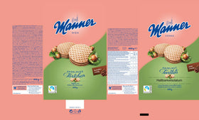 Manner Original Neopolitaner Hazelnut Wafers gift-ready packaging highlights Austrian tradition.