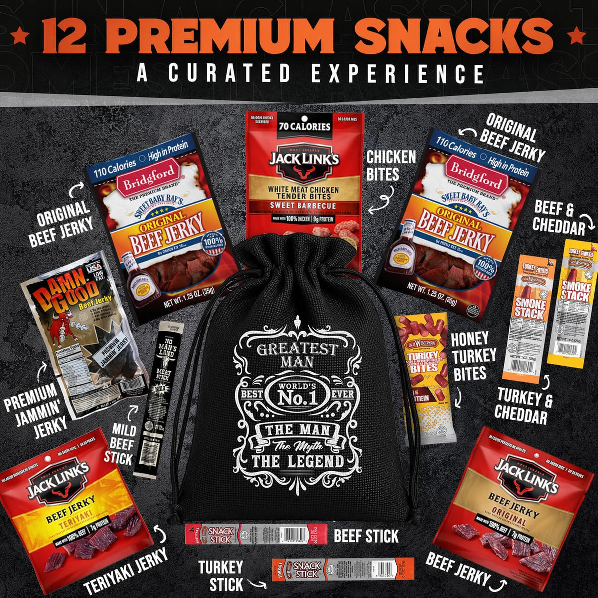 ManSnacks Jerky Variety Pack closeup highlights premium cuts and tender texture.