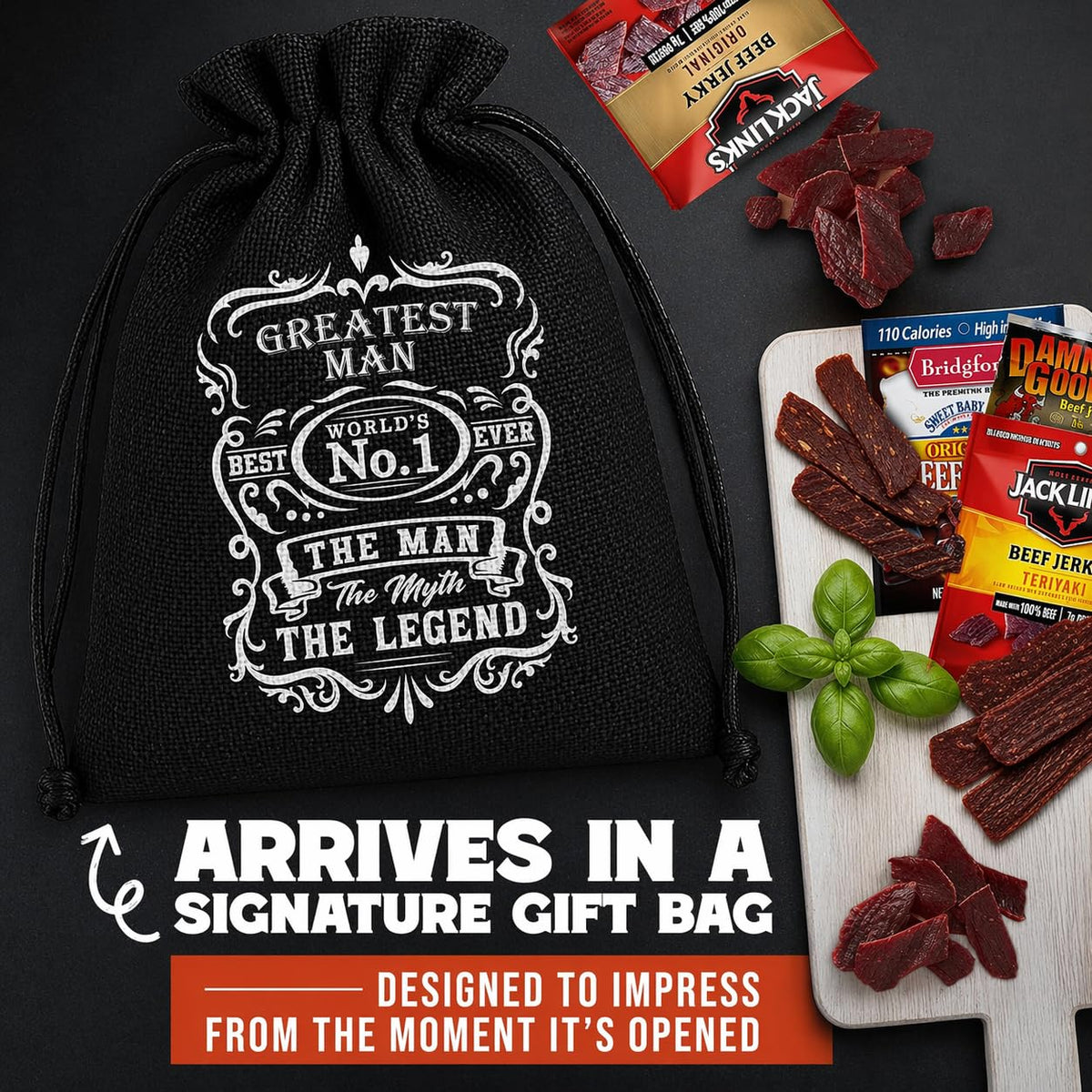 ManSnacks Jerky Pack assortment image emphasizes high-protein snack options.