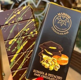 MANSUR Dubai chocolate bar packaging showcasing premium Lebanese craftsmanship.
