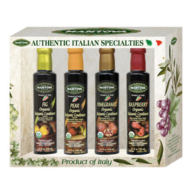 Mantova Fig balsamic bottle pour enhances salads with fruity depth.