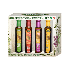 Mantova garlic olive oil bottle adds bold aroma to sautéed vegetables and pan sauces.