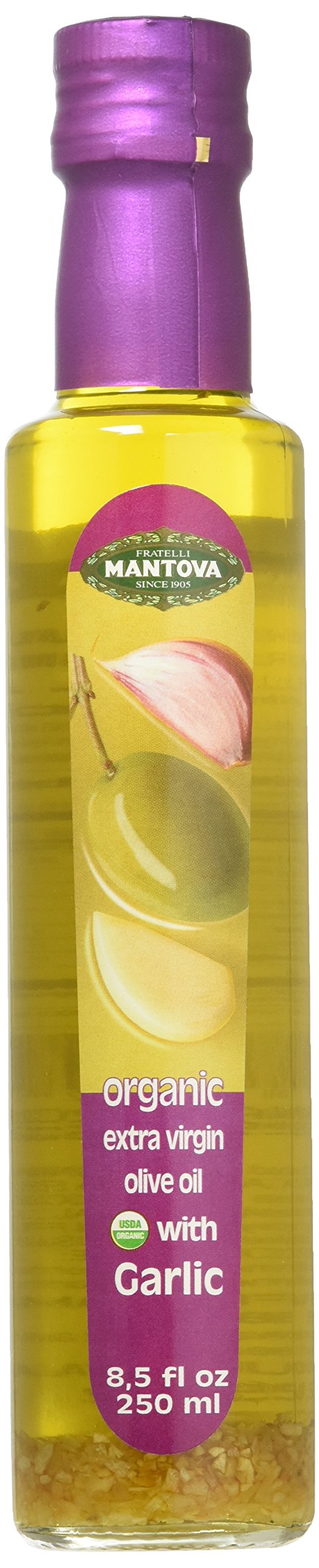 Mantova Garlic Organic Olive Oil bottle pour for precise drizzle