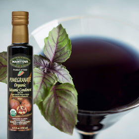 Mantova Organic balsamic Modena bottle label emphasizes organic quality.