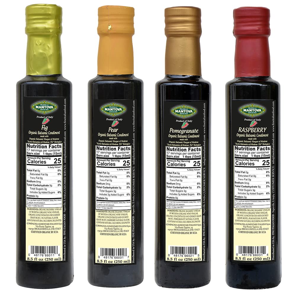 Mantova Pear balsamic bottle pour, ideal glaze for roasted vegetables.