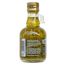 Mantova rosemary olive oil in a clear glass bottle