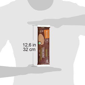 Mantova six-pack pasta box highlighting Italian origin and whole wheat goodness.