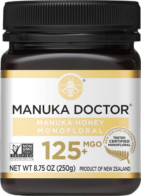 Manuka Doctor honey amber jar showcasing authentic New Zealand monofloral honey