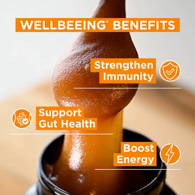 Manuka Doctor honey close-up showing rich, dark texture.